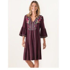 Sahalie Women's Embroidered Dress-Merlot
